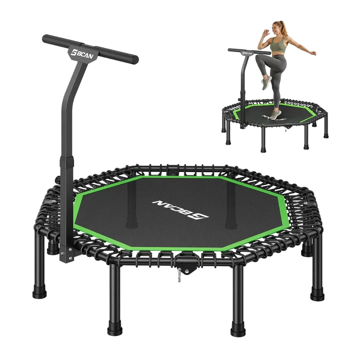 BCAN BT3 Octagonal Foldable Bungee Trampoline With T-Adjustable Handlebar