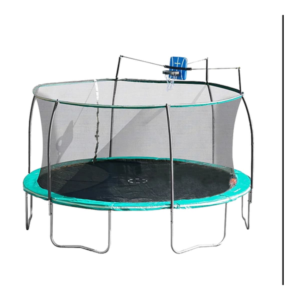 Sportspower / Bounce Pro 14ft Steelflex Pro Enclosure Trampoline with Fly Slama Jama Basketball Hoop